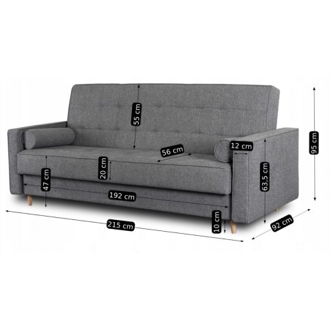 Zestaw 2x Sofa Rozkładana MALTA Szara