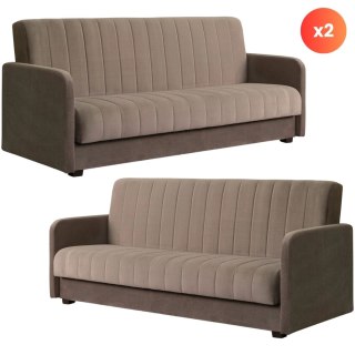 Zestaw 2x Sofa Rozkładana PORTO Beżowa