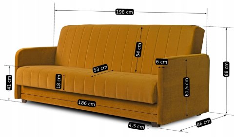 Zestaw 2x Sofa Rozkładana PORTO Musztardowa Welurowa