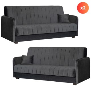 Zestaw 2x Sofa Rozkładana PORTO Szara