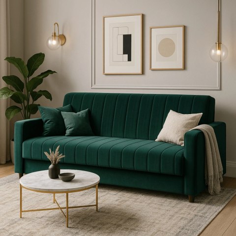 Zestaw 2x Sofa Rozkładana PORTO Zielona Welurowa