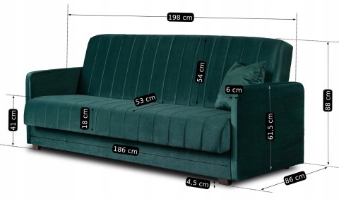Zestaw 2x Sofa Rozkładana PORTO Zielona Welurowa