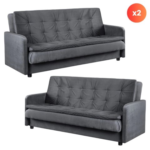 Zestaw 2x Sofa Rozkładana STELLA Szara
