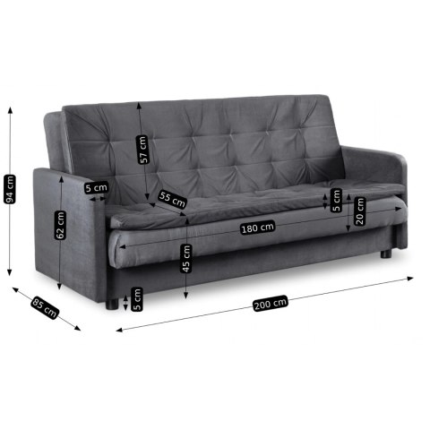Zestaw 2x Sofa Rozkładana STELLA Szara
