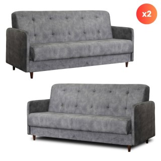 Zestaw 2x Sofa Rozkładana TIVOLI Szara