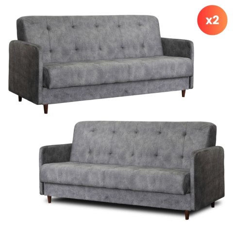 Zestaw 2x Sofa Rozkładana TIVOLI Szara
