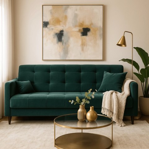 Zestaw 2x Sofa Rozkładana TIVOLI Zielona Welurowa