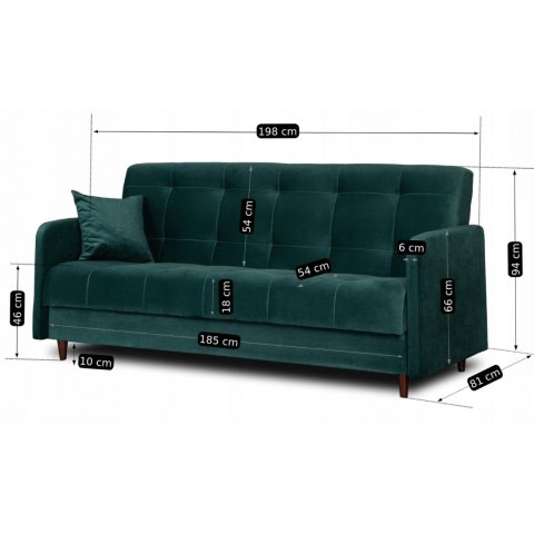 Zestaw 2x Sofa Rozkładana TIVOLI Zielona Welurowa