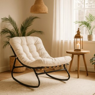 Fotel Bujany Ogrodowy AURORA na Płozach Beżowy/Kaszmir Nowoczesny