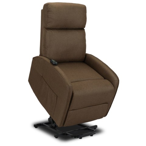 Fotel Wypoczynkowy COLTON z Funkcją Wstawania Elektrycznie Rozkładany Brązowy Nowoczesny