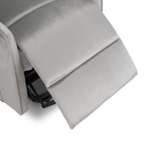 Fotel Wypoczynkowy COLTON z Funkcją Wstawania Elektrycznie Rozkładany Szary Welurowy Nowoczesny