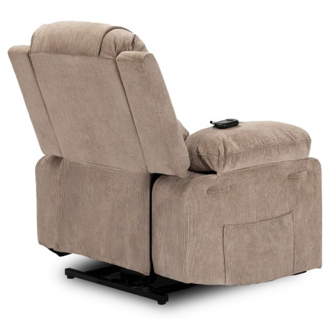 Fotel Masujący Elektrycznie Rozkładany FENIX z Funkcją Wstawania Beżowy