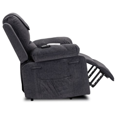 Fotel Masujący Elektrycznie Rozkładany FENIX z Funkcją Wstawania Ciemny Popiel