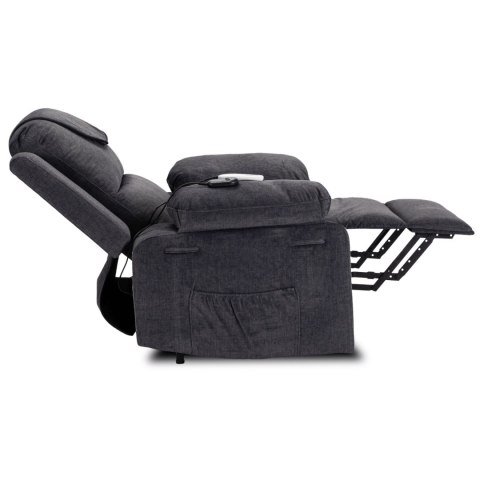 Fotel Masujący Elektrycznie Rozkładany FENIX z Funkcją Wstawania Ciemny Popiel