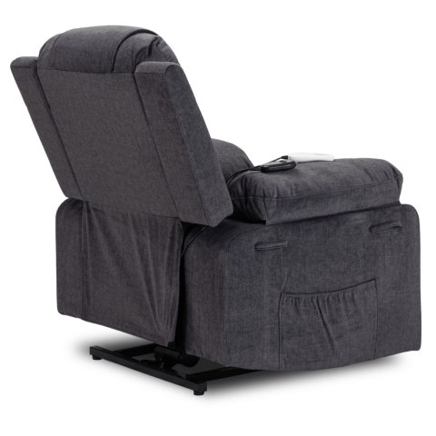 Fotel Masujący Elektrycznie Rozkładany FENIX z Funkcją Wstawania Ciemny Popiel