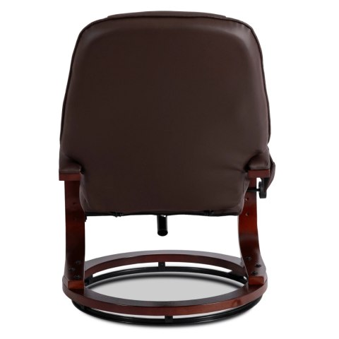 Fotel Masujący Podgrzewany CANO z Podnóżkiem Brązowy Ekoskóra