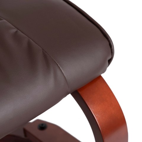 Fotel Masujący Podgrzewany CANO z Podnóżkiem Brązowy Ekoskóra