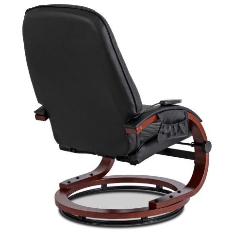 Fotel Masujący Podgrzewany CANO z Podnóżkiem Czarny Ekoskóra
