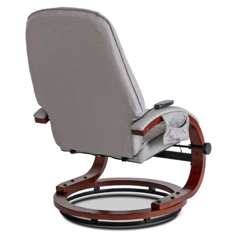 Fotel Masujący Podgrzewany CANO z Podnóżkiem Szary Tkanina