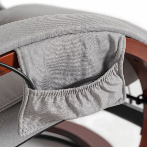 Fotel Masujący Podgrzewany CANO z Podnóżkiem Szary Tkanina