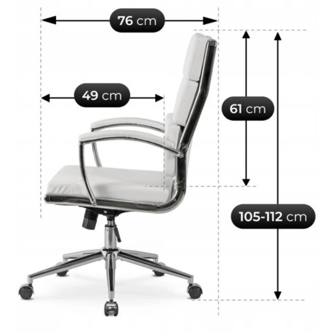 Fotel Biurowy CAMILO Obrotowy Biały Ekoskóra Nowoczesny