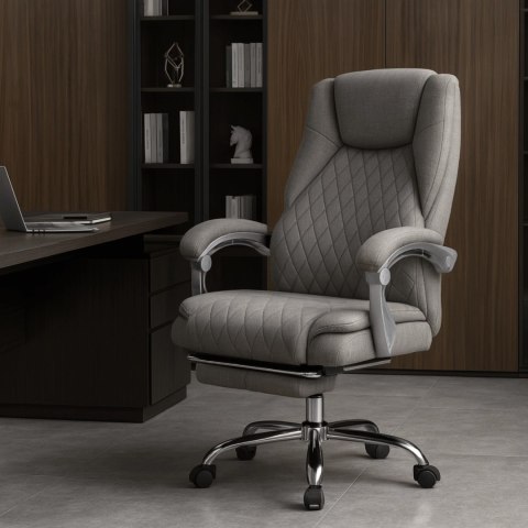 Fotel Biurowy Masujący z Funkcją Podgrzewania GIORGIO Obrotowy Szary Nowoczesny