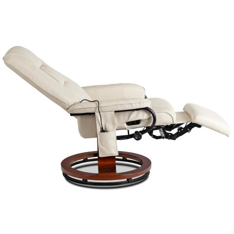 Fotel Masujący z Podnóżkiem WEST Beżowy Ekoskóra Nowoczesny