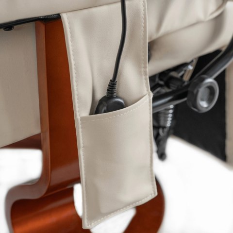 Fotel Masujący z Podnóżkiem WEST Beżowy Ekoskóra Nowoczesny