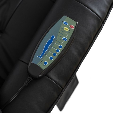 Fotel Masujący z Podnóżkiem WEST Czarny Ekoskóra Nowoczesny