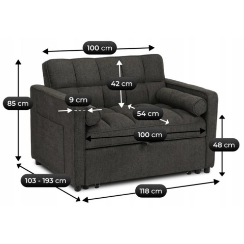 Fotel Rozkładany CORRA do Spania Czarny