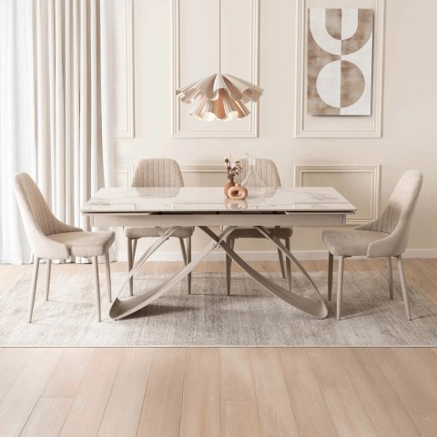 Stół LUIGI Ceramiczny Rozkładany 160-240 cm Biały Marmur/Kaszmir