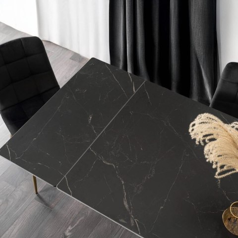Stół LUIGI Ceramiczny Rozkładany 160-240 cm Czarny Marmur/Złoty