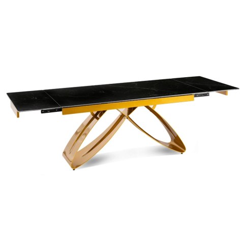 Stół LUIGI Ceramiczny Rozkładany 160-240 cm Czarny Marmur/Złoty