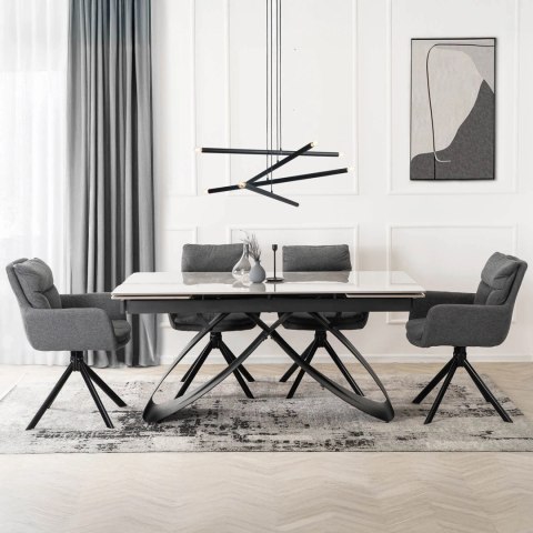 Stół LUIGI Ceramiczny Rozkładany 160-240 cm Szary Marmur/Czarny