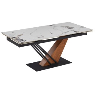 Stół REX 2 Ceramiczny Rozkładany 180-240 cm Biały Marmur/Dąb