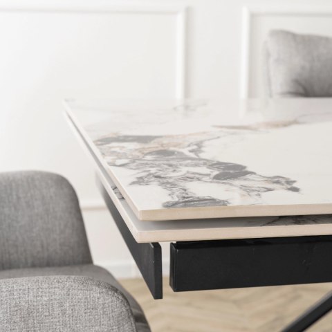 Stół REX 2 Ceramiczny Rozkładany 180-240 cm Biały Marmur/Dąb
