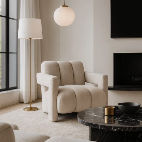 Fotel Wypoczynkowy do Salonu BENDER Kremowy Nowoczesny