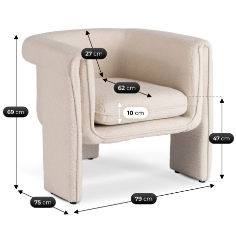 Fotel Wypoczynkowy do Salonu GALA Beżowy Nowoczesny