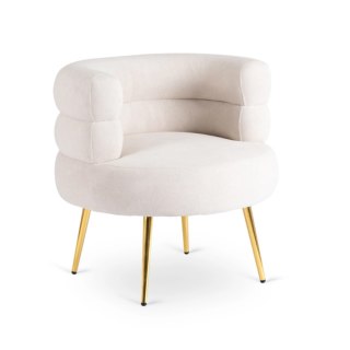 Fotel Wypoczynkowy do Salonu PRESTON Kremowy/Złoty Nowoczesny