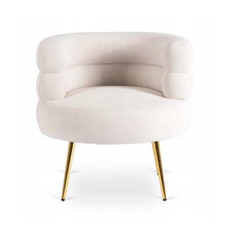 Fotel Wypoczynkowy do Salonu PRESTON Kremowy/Złoty Nowoczesny