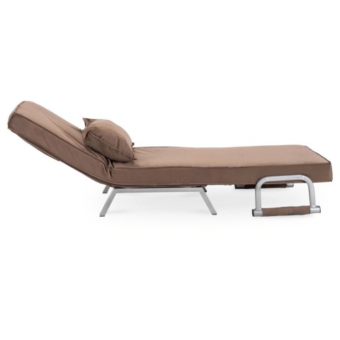 Fotel Rozkładany BART Wypoczynkowy Brązowy Welurowy do Spania Leżanka Nowoczesny