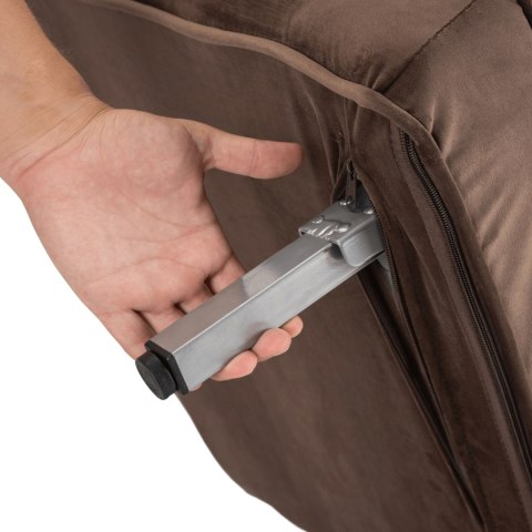 Fotel Rozkładany BART Wypoczynkowy Brązowy Welurowy do Spania Leżanka Nowoczesny