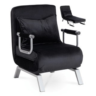 Fotel Rozkładany BART Czarny Welurowy