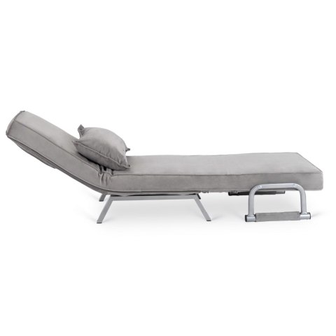 Fotel Rozkładany BART Wypoczynkowy Szary Welurowy do Spania Leżanka Nowoczesny