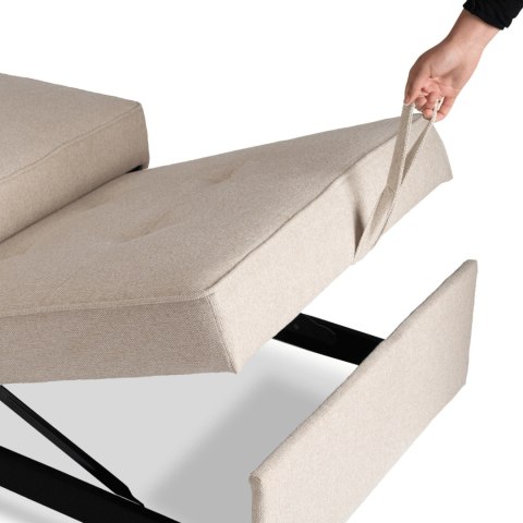 Fotel Wypoczynkowy Rozkładany IBERIS 80 cm Beżowy Tapicerowany Nowoczesny