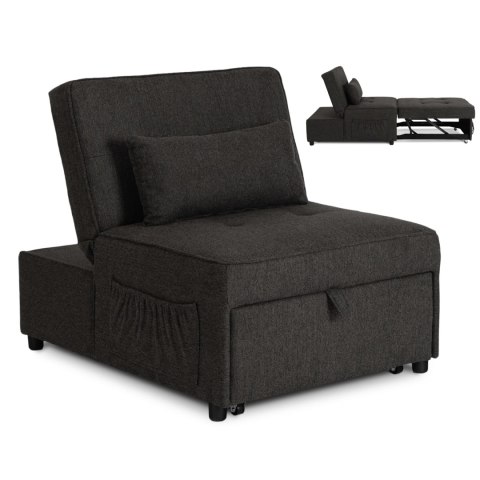 Fotel Rozkładany IBERIS 80 cm do Spania Czarny