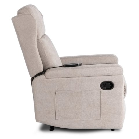 Fotel Rozkładany Masujący SEBASTIAN Beżowy Tkanina