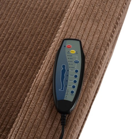 Fotel Rozkładany Masujący SEBASTIAN Brązowy Sztruksowy
