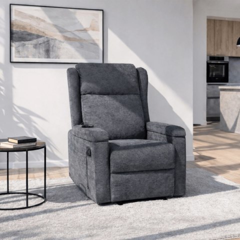 Fotel Rozkładany Masujący SEBASTIAN Ciemnoszary Tkanina