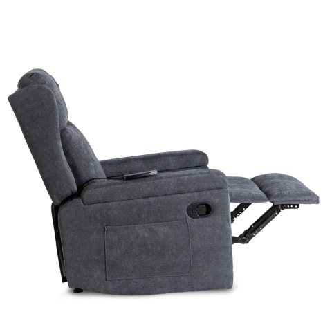 Fotel Rozkładany Masujący SEBASTIAN Ciemnoszary Tkanina